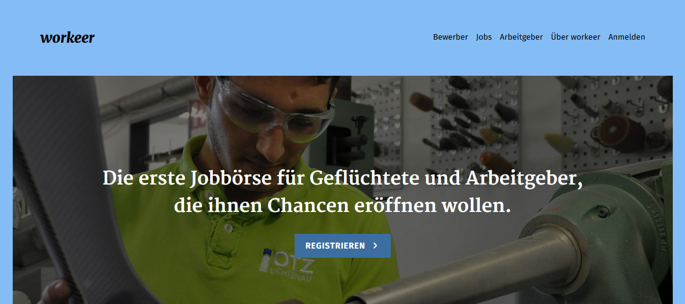 Screenshot der Seite workeer.de